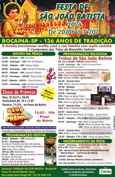 Bocaina se prepara para mais uma Tradicional Festa de São João Batista