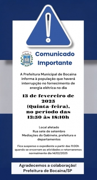 Comunicado: Interrupção de Energia