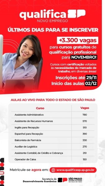 CURSOS DE QUALIFICAÇÃO PROFISSIONAIS GRATUITOS 